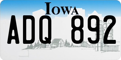 IA license plate ADQ892
