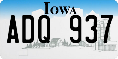 IA license plate ADQ937