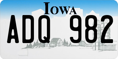 IA license plate ADQ982
