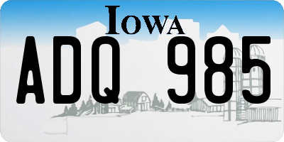 IA license plate ADQ985