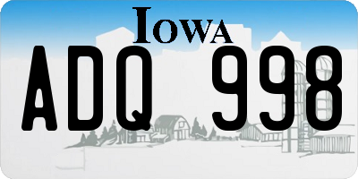 IA license plate ADQ998