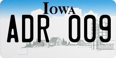 IA license plate ADR009