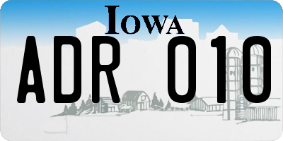 IA license plate ADR010