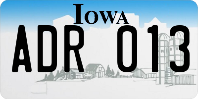 IA license plate ADR013