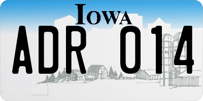 IA license plate ADR014