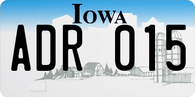 IA license plate ADR015