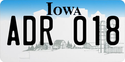 IA license plate ADR018