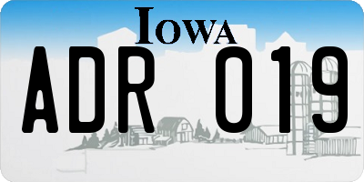 IA license plate ADR019