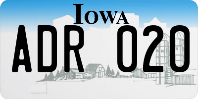 IA license plate ADR020