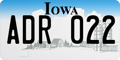 IA license plate ADR022
