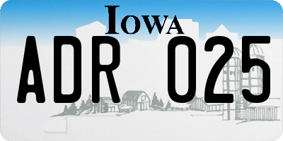 IA license plate ADR025