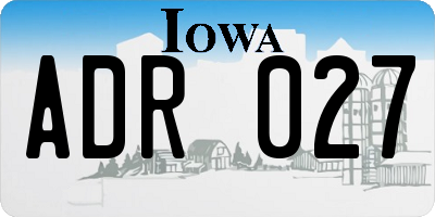 IA license plate ADR027