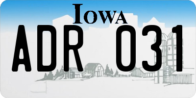 IA license plate ADR031