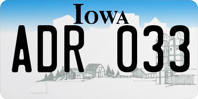 IA license plate ADR033