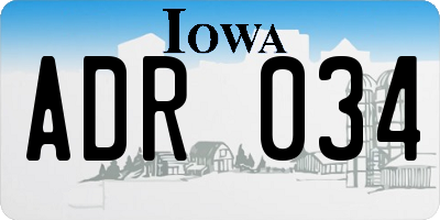 IA license plate ADR034