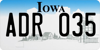 IA license plate ADR035