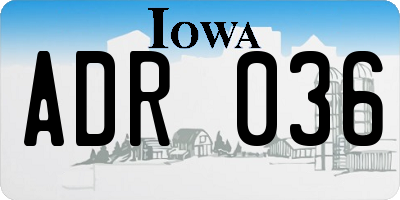 IA license plate ADR036