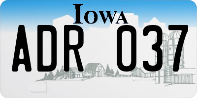 IA license plate ADR037
