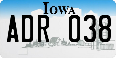 IA license plate ADR038