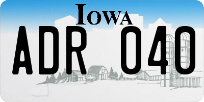 IA license plate ADR040