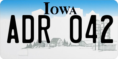 IA license plate ADR042