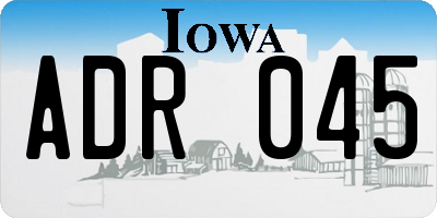 IA license plate ADR045