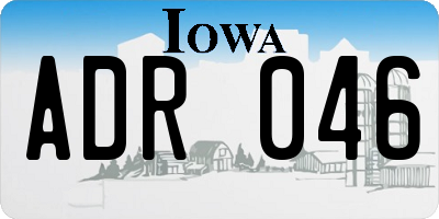IA license plate ADR046