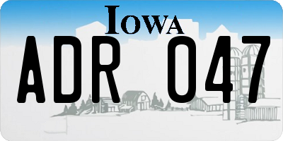 IA license plate ADR047
