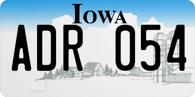 IA license plate ADR054