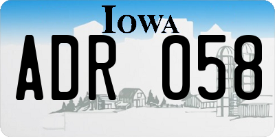 IA license plate ADR058