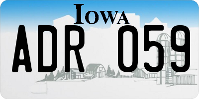 IA license plate ADR059