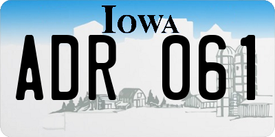 IA license plate ADR061