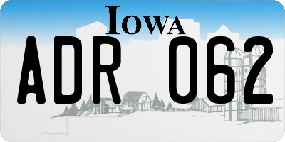 IA license plate ADR062