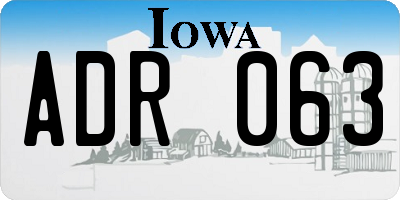 IA license plate ADR063