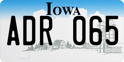 IA license plate ADR065