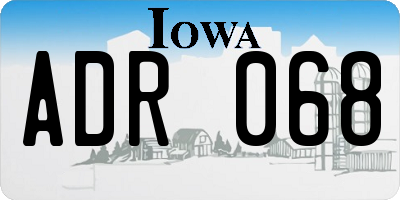 IA license plate ADR068
