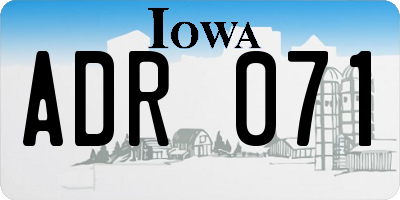 IA license plate ADR071