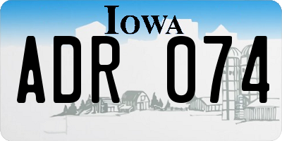 IA license plate ADR074
