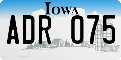 IA license plate ADR075