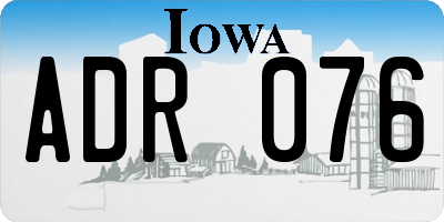 IA license plate ADR076