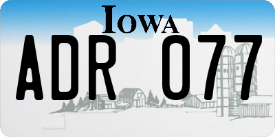 IA license plate ADR077