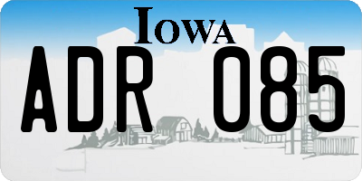 IA license plate ADR085