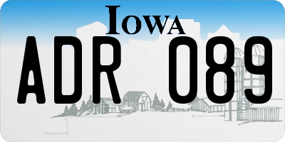 IA license plate ADR089