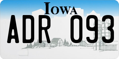 IA license plate ADR093