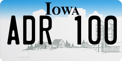 IA license plate ADR100