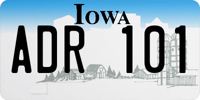 IA license plate ADR101