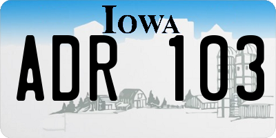 IA license plate ADR103