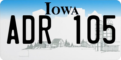 IA license plate ADR105