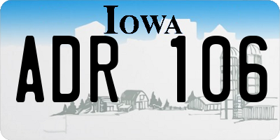 IA license plate ADR106