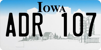 IA license plate ADR107